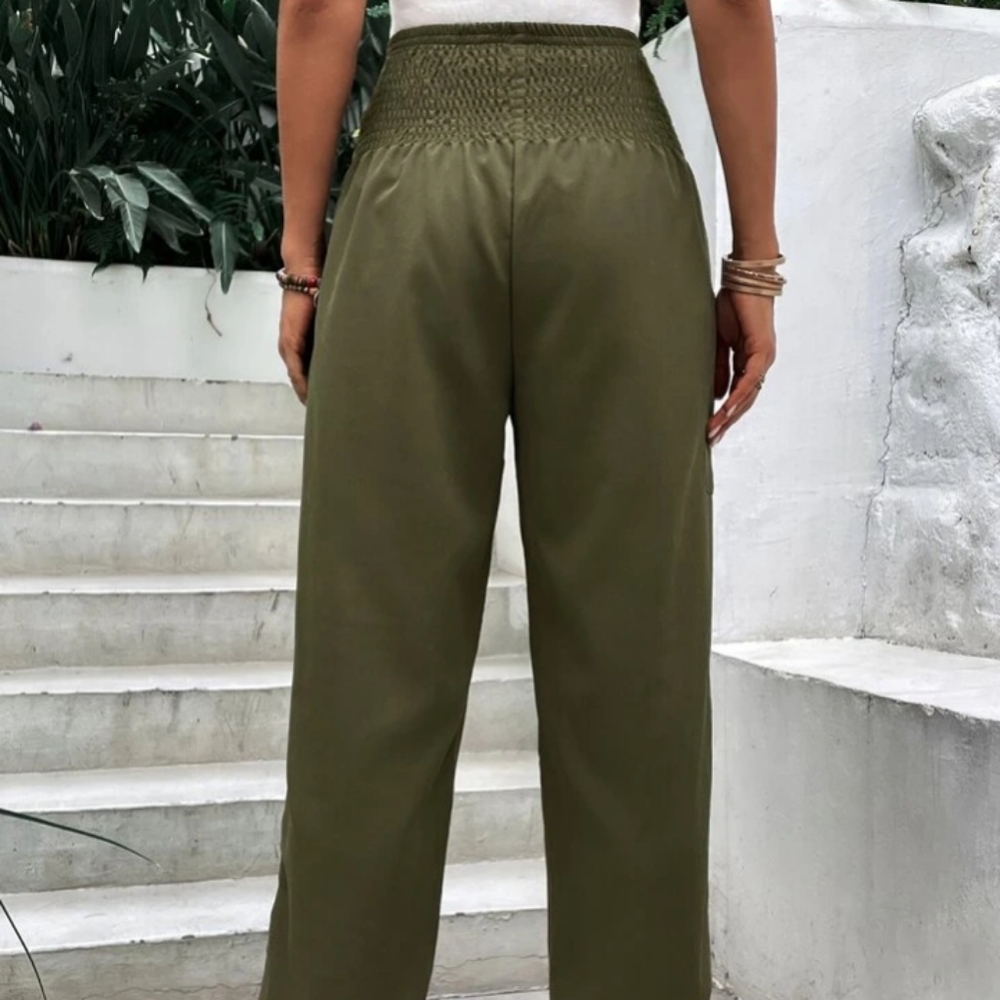 Shein Military Green Shirred Joggers sz 6 NWT - Picture 2 of 5